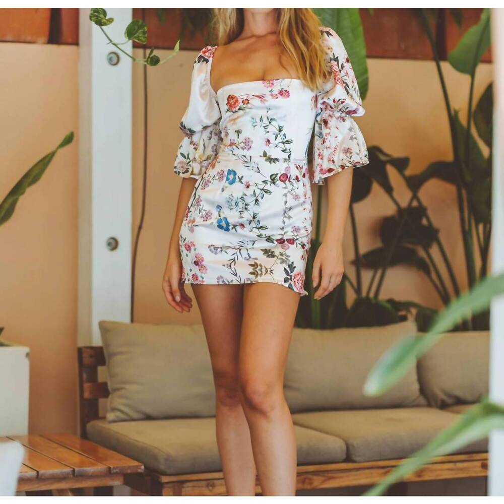 NEW SOAH camille floral mini dress in white